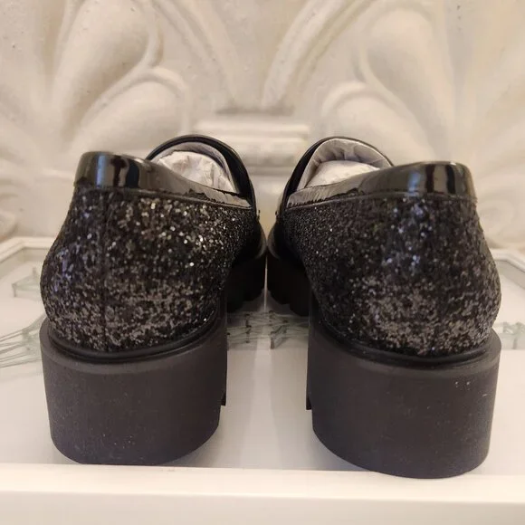 Franco Sarto Black Glitter Loafers - Picture 8 of 13